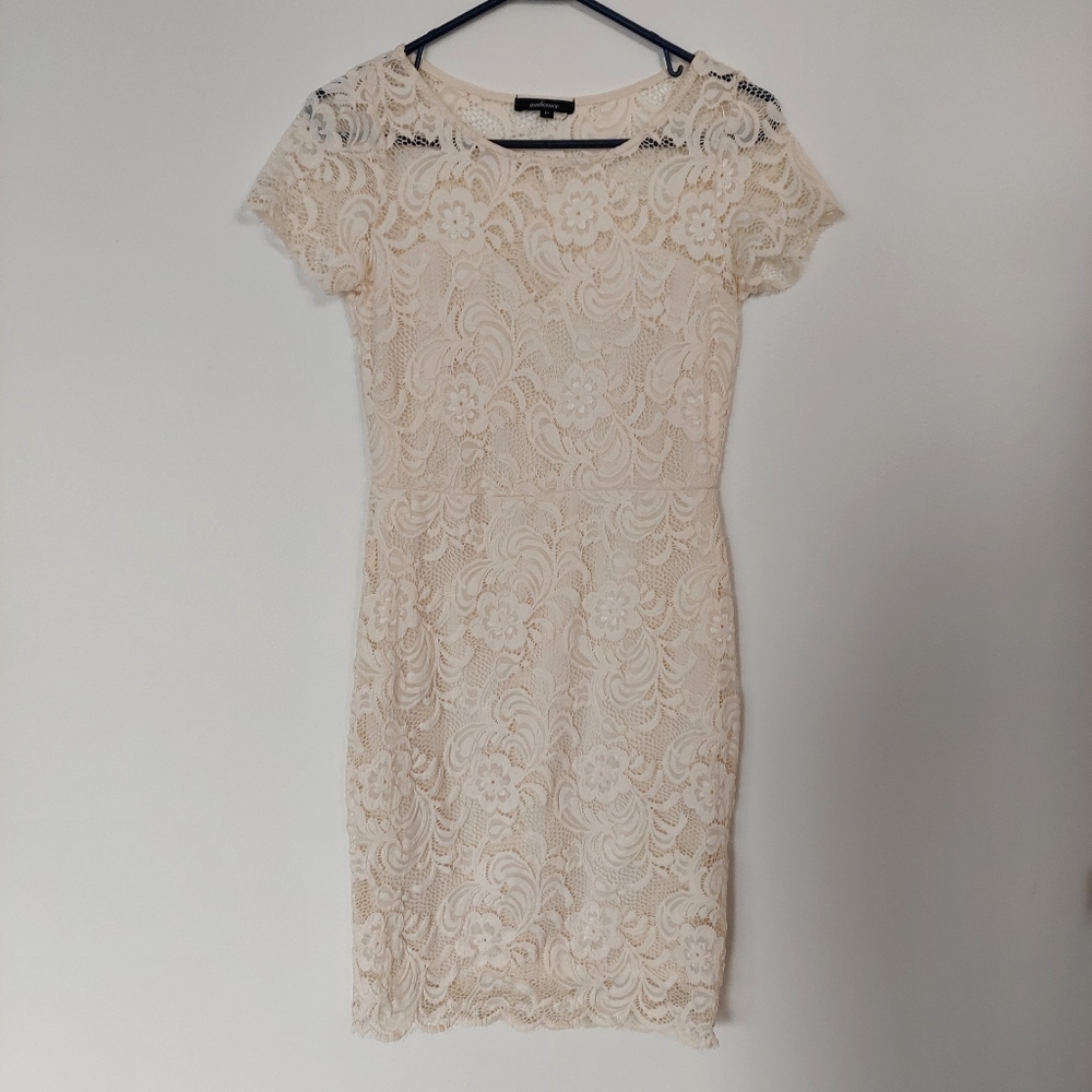 Ambiance Cream Lace Pencil Dress